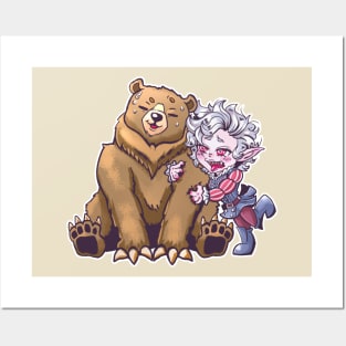 Chibi Astarion and bear - Baldurs Gate 3 Posters and Art